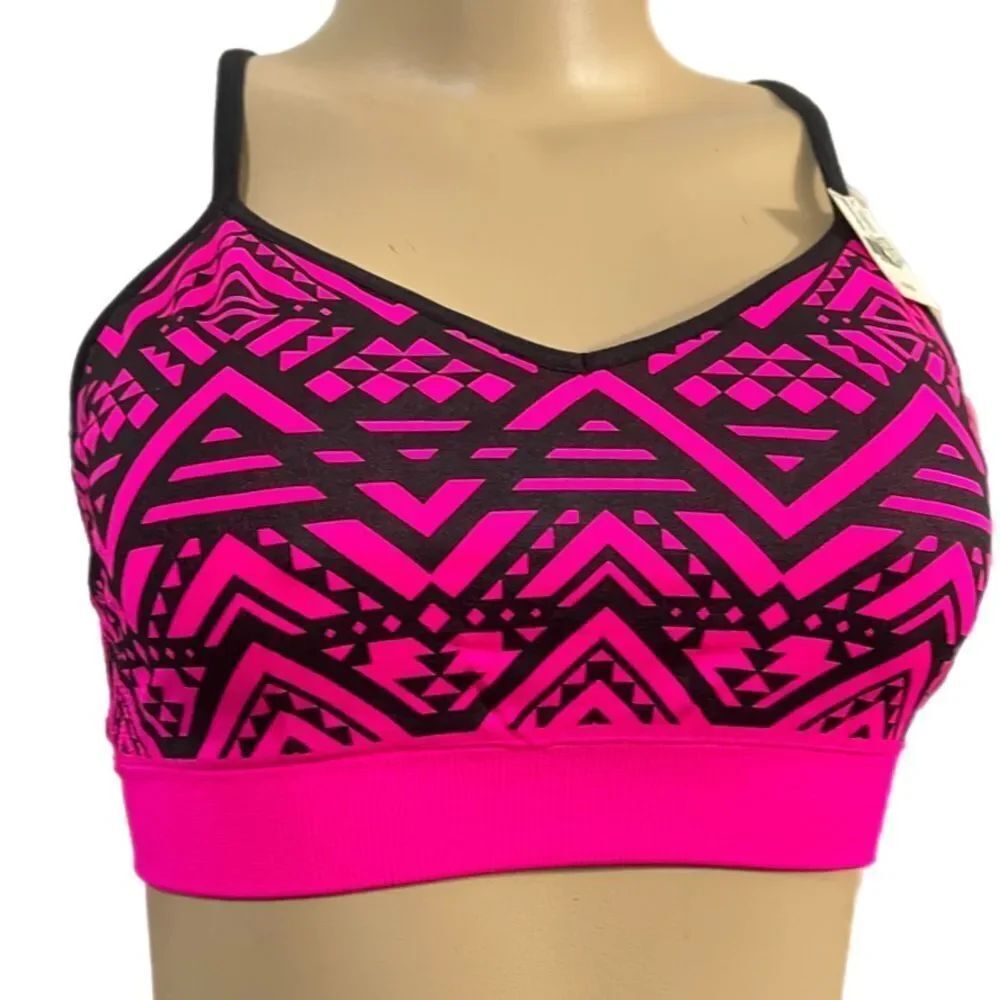 Victoria’s Secret Pink YOGA / Lounge racerback unlined Bralette bra pink / black